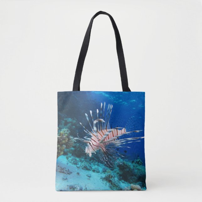 Lionfish or Pterois Miles, Ocean Reef Fish Tote Bag (Front)
