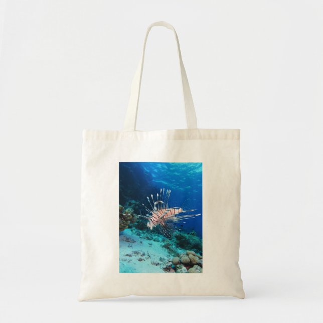 Lionfish or Pterois Miles, Ocean Reef Fish Tote Bag (Front)