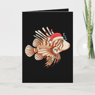 Lionfish Santa Hat Christmas Lights Ugly Xmas Card