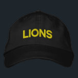Lions Adjustable Cap<br><div class="desc">Support your favourite team with this cap. Text is customisable,  so you can substitute your favourite team name in place of "Lions". Choose from a variety of cap and stitch colours.</div>