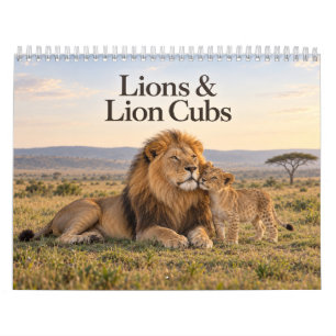 Lions and Lion Cubs African Wildlife Calendar