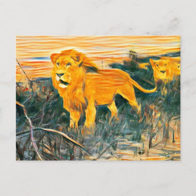 Lions art burned postcard (Front)