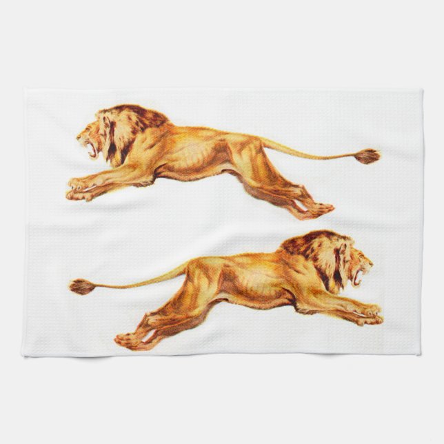 lions at cross purposes tea towel (Horizontal)