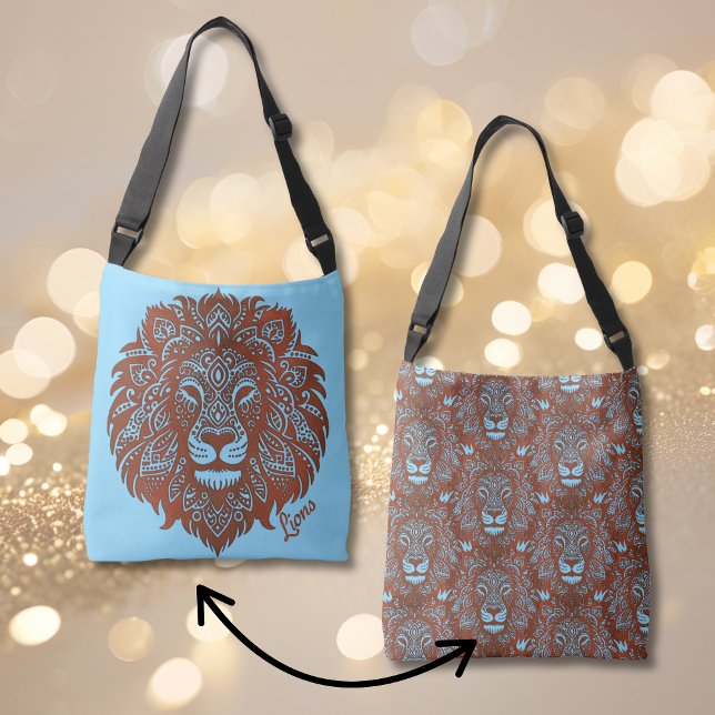 Lions Boho Cutout Faux Leather Crossbody Tote Bag (Creator Uploaded)