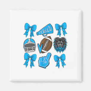 Lions Cheer Footll Game Day Coquette Lions Bow Magnet