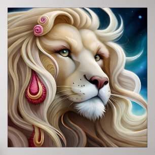 Lion's Contemplation: Pondering the Horizon Ahead Poster