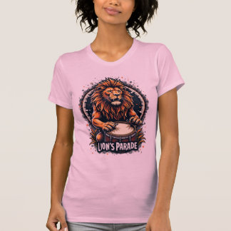 Lion's Drum Parade funny art : Majestic Lion Print T-Shirt