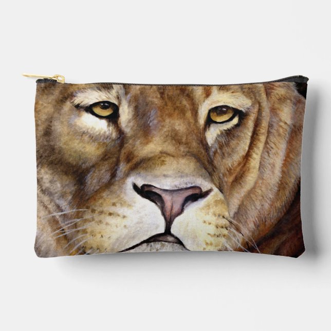 Lion's face animal fine art painting accessory pouch (Front)