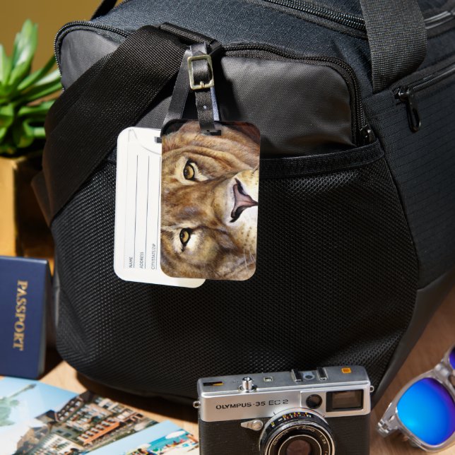Lions face fine art named luggage tag (Front & Back)