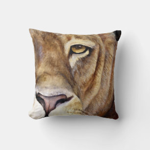 Lions face fine art throw pillow