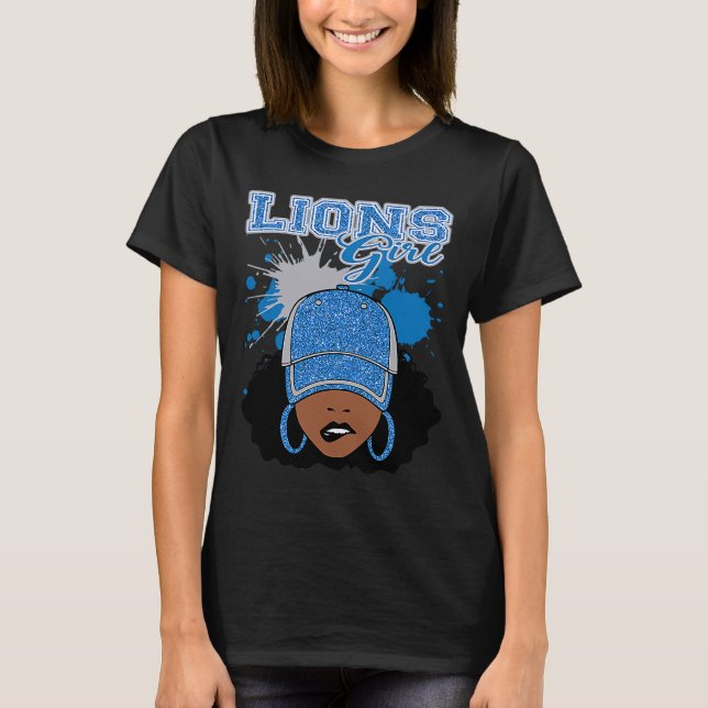 Lions Girl Sports Fan Team Spirit T-Shirt (Front)