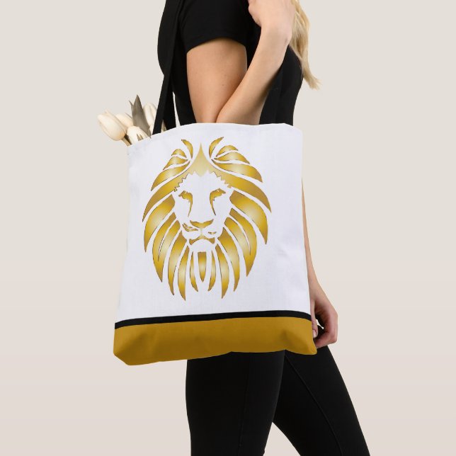 Lion's Head Awesome Gold Artistic  Tote Bag (Close Up)
