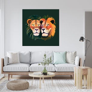 Lions in Love Canvas Print