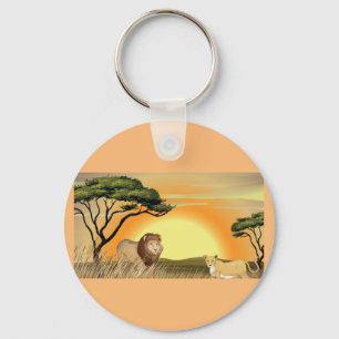 Lions In The Wild Keychain