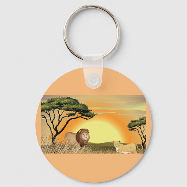 Lions In The Wild Keychain (Front)