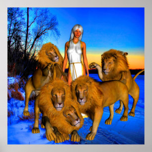 Lions in Winter Poster