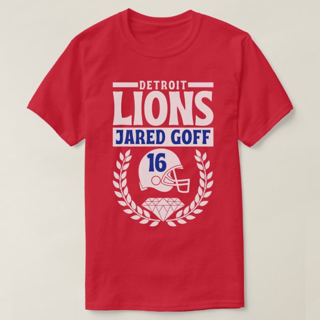 Lions Jared Goff 16 Helmet American T-Shirt (Design Front)