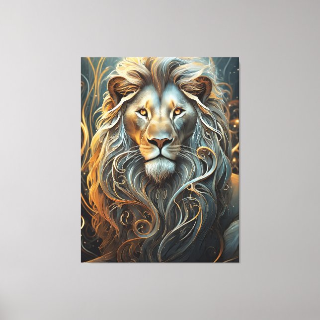 Lion's Luminary: Ethereal Light Canvas Print (Front)