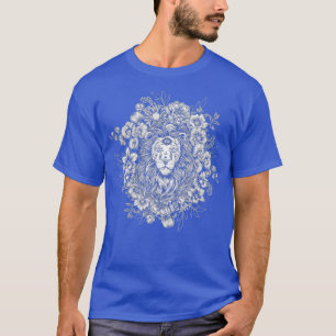 Lions Mane With Flowers African Lion Floral T-Shirt