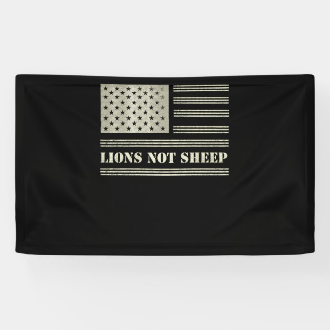 Lions Not Sheep USA Flag Independence Day Banner (Horizontal)