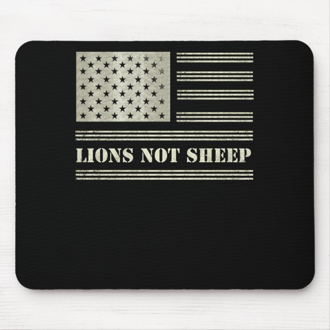 Lions Not Sheep USA Flag Independence Day Mouse Mat (Front)