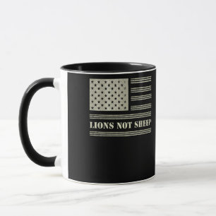Lions Not Sheep USA Flag Independence Day Mug