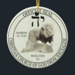 Lions of Judah Ceramic Tree Decoration<br><div class="desc">The Lions of Judah represent Christ (male lion) and his Church (female lion), as well as the husband and wife of the faithful who wear it. This is also the official seal for members supporting or belonging to the original Christian Church of God from Jerusalem as defined by the Holy...</div>