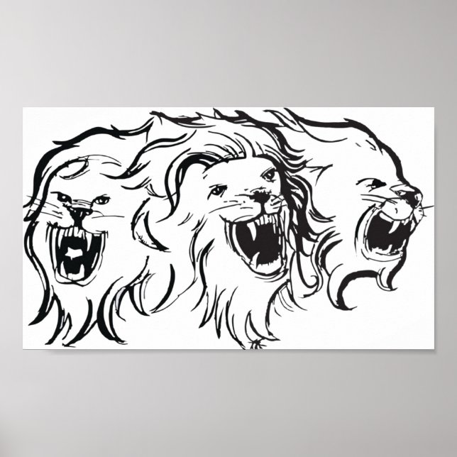 Lions on wall poster (Front)