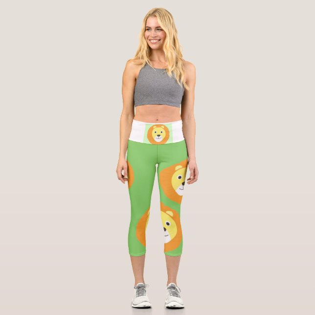 lions painting art capri leggings (Front)