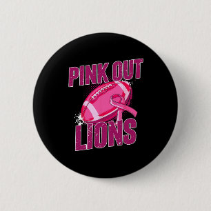Lions Pink Out Football Tackle Breast Cancer 6 Cm Round Badge