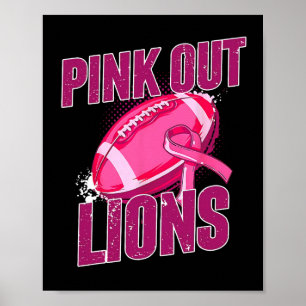 Lions Pink Out Football Tackle Breast Cancer Poster