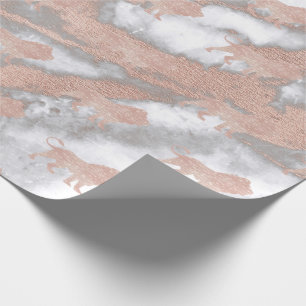 Lions Pink Rose Rose Gold Metallic Marble Gray Wrapping Paper
