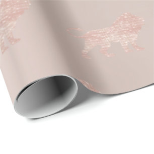 Lions Pink Rose Rose Gold Metallic Sparkly VIP Wrapping Paper