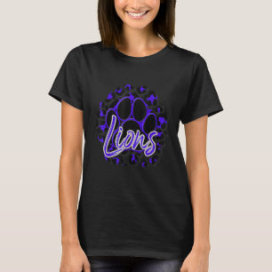 Lions Purple Black Cheetah School Sports Fan Team T-Shirt