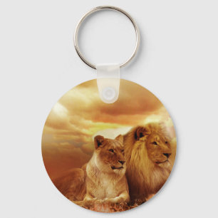 Lions relaxing in Africa Key Ring