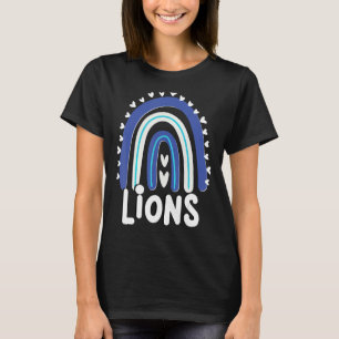 Lions School Mascot Hearts Rainbow Lion Sports Spi T-Shirt