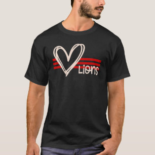Lions School Spirit With Heart Hemat T-Shirt