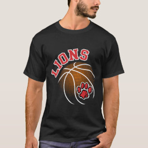 Lions Sketll Red Lion Pride School Spirit Lion Mas T-Shirt