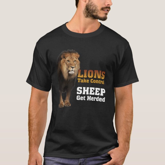 LIONS Take Control Sheep Get Herded T-Shirt (Front)