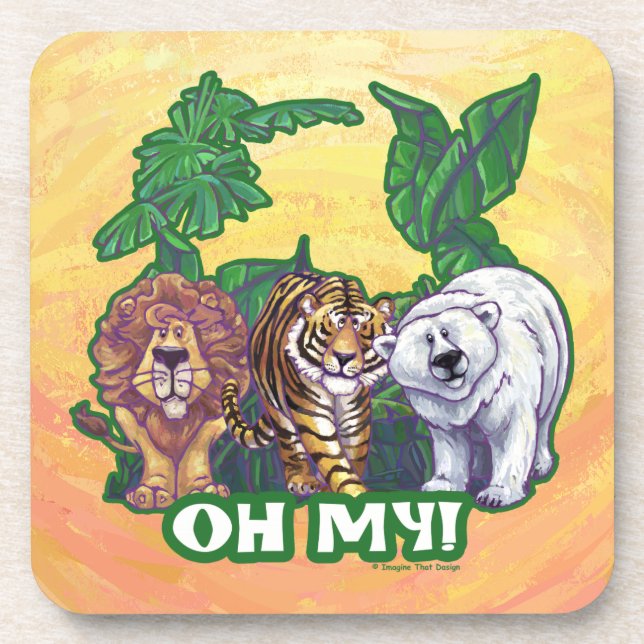 Lions Tiger Bears Oh My Heads Coaster (Front)