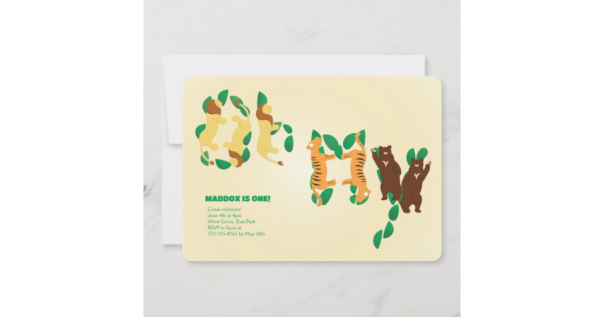 Lions, Tigers, and Bear Birthday Invitation | Zazzle