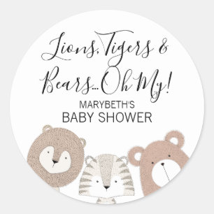 Lions Tigers & Bears Animal Baby Shower Sticker