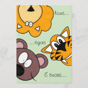 lions, tigers & bears, Oh dear birthday invitation