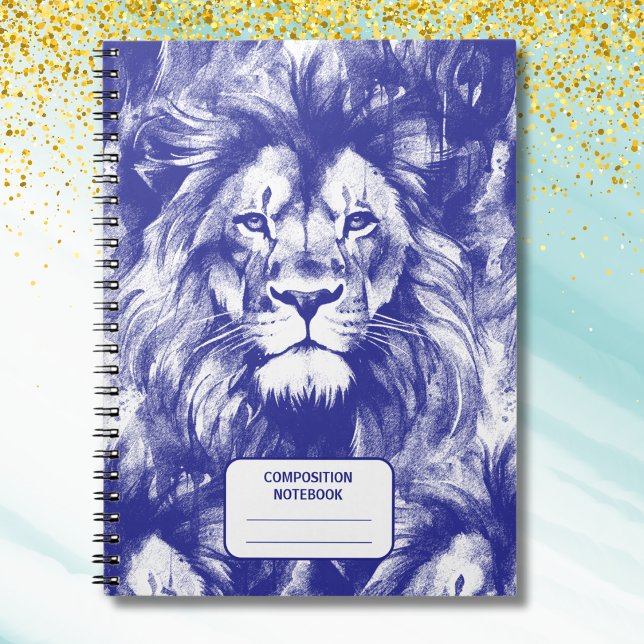 Lions Vintage Blue Pen Illustration Vintage Notebook (Creator Uploaded)