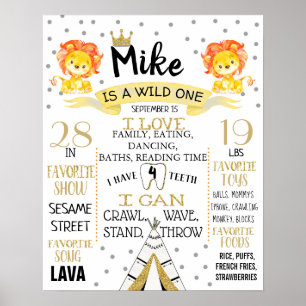 Lions Wild One Birthday Party sign board