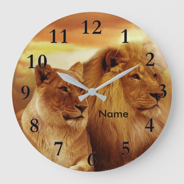 Lions Wildlife Acrylic Wall Clock (Front)