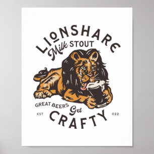 Lionshare Milk Stout: Great Beers, Get Crafty Poster