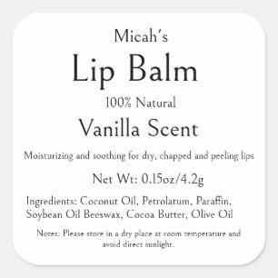 Lip Balm Label, Modern Simple Minimal, Elegant Square Sticker