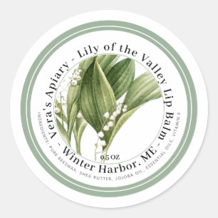 Lip Balm Label with White Lily of Valley Flowers