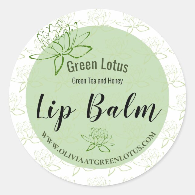 Lip Balm Product Marketing Label Green Floral (Front)